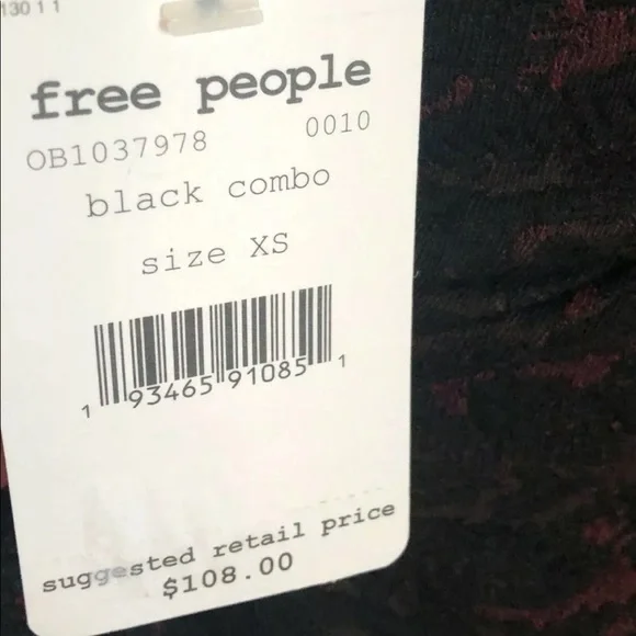 FREE PEOPLE Sunset Mini Dress COLOR BLACK COMBO SIZE XS NWT ($108) - Picture 6 of 7